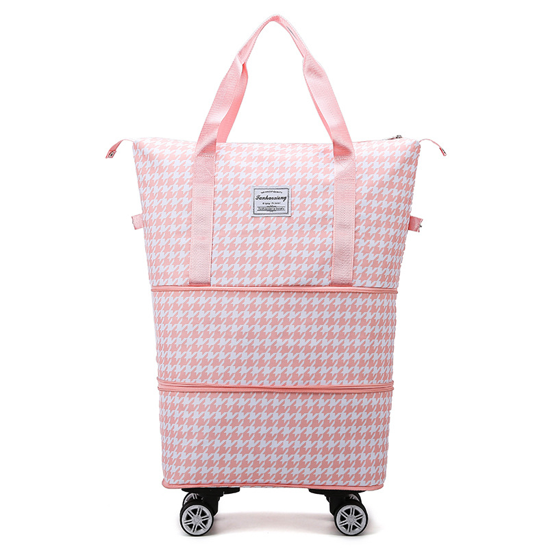 Nuevo bolso de viaje expandible de doble capa de separación en seco y húmedo de gran capacidad transfronterizo, bolso de equipaje con rueda universal portátil para mujer