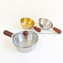 木手柄SUS 201不锈钢小奶锅 食品级泡面锅 带玻璃盖不锈钢辅食锅