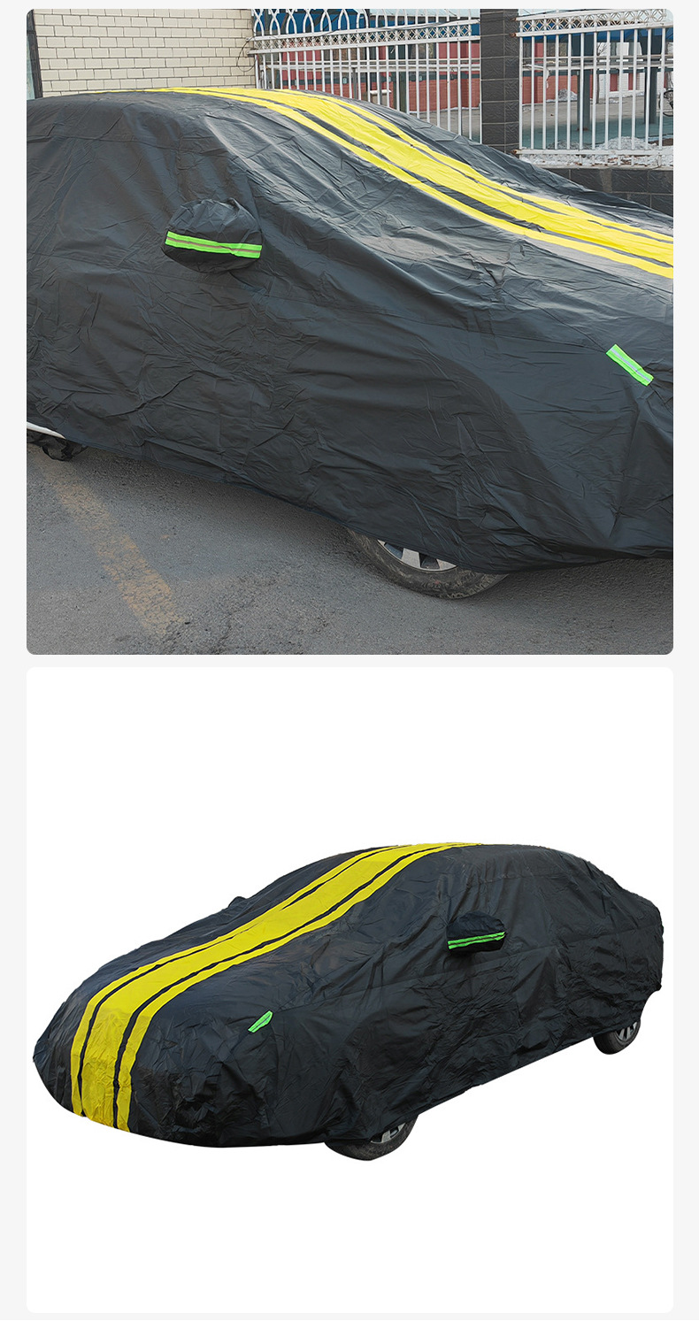Cross-border car cover for all seasons, outdoor sun protection car cover, heat-insulating, full coverage, aluminum film, fleece-lined, dustproof, full cover