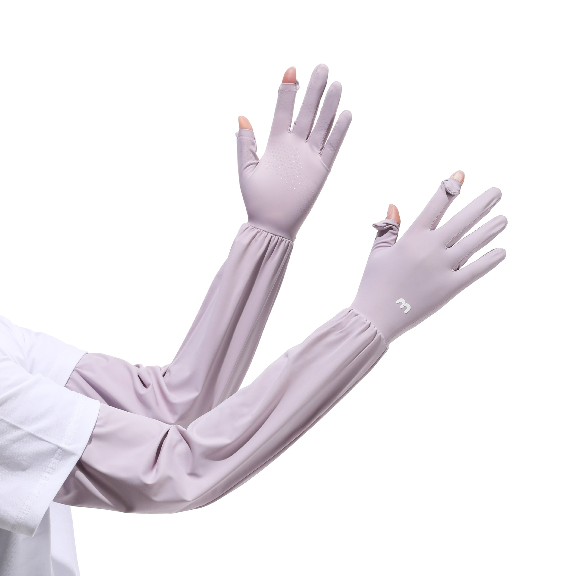 Cubierta de manga de seda de hielo para mujer verano al aire libre protector solar de brazo de conducción largo ligero ciclismo deportivo manga suelta antideslizante