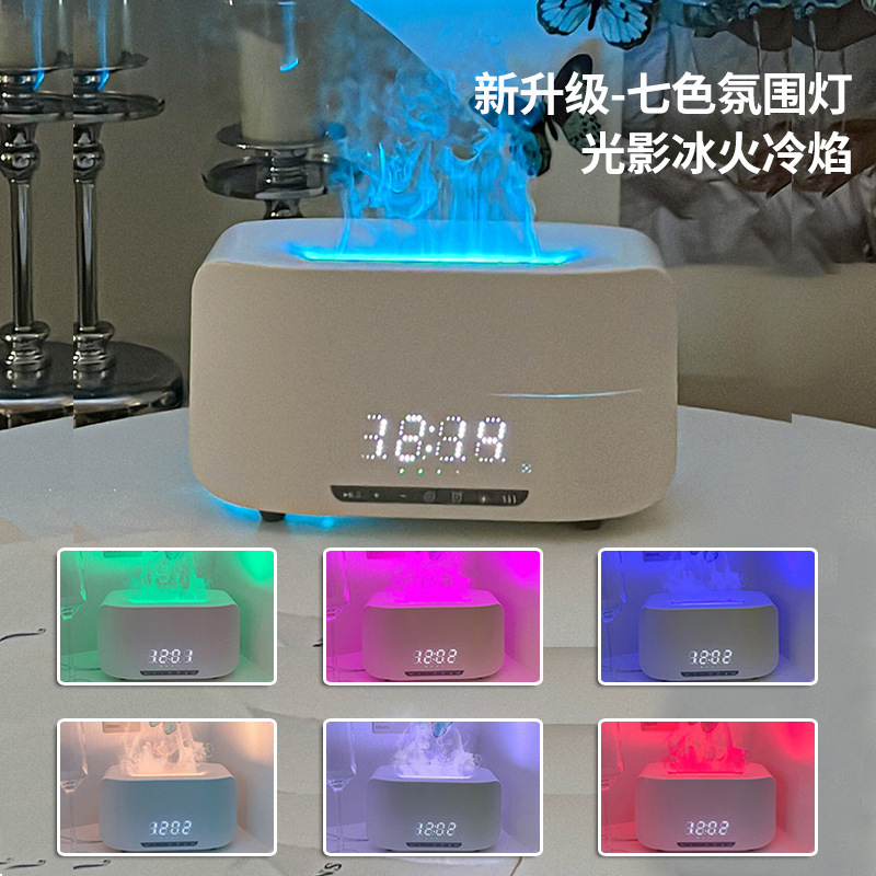 爆発金七彩シミュレーション炎加湿器アロマブルートゥーススピーカー家庭用寝室静音大霧プレゼント工場|undefined