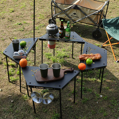 Portable Outdoor Camping Folding Table Aluminum Fire Pit Coffee Table Assembly BBQ Table Multiple Combination Surround Table