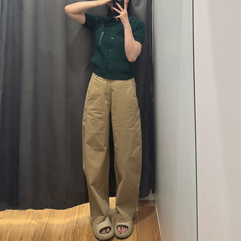 日单女装针织廓形长裤/休闲裤弯刀镰刀裤子25秋冬新款Y483722|undefined
