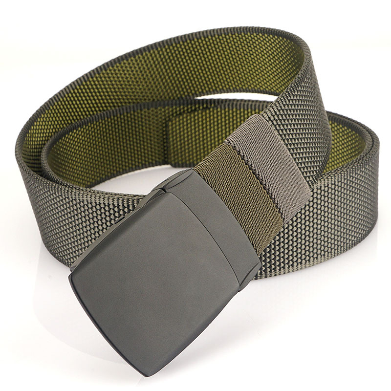 Nueva hebilla giratoria de dos colores de doble uso cinturón de nylon de lona para hombres y mujeres casual todo partido conveniente cambio pantalones cinturón