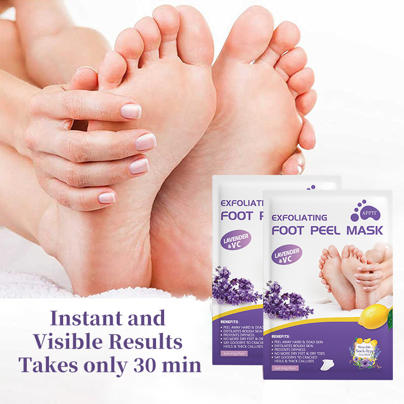 Lavender exfoliating foot membrane foot membrane exfoliating dead skin all English spot manufacturers wholesale Foot Peel Mask