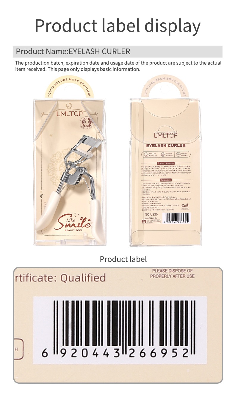 LMLTOP Wide Angle Eyelash Curler Stainless Steel Professional Makeup Eyelash Curler Lasting Curl US30 Cross-Border Exclusive Supply