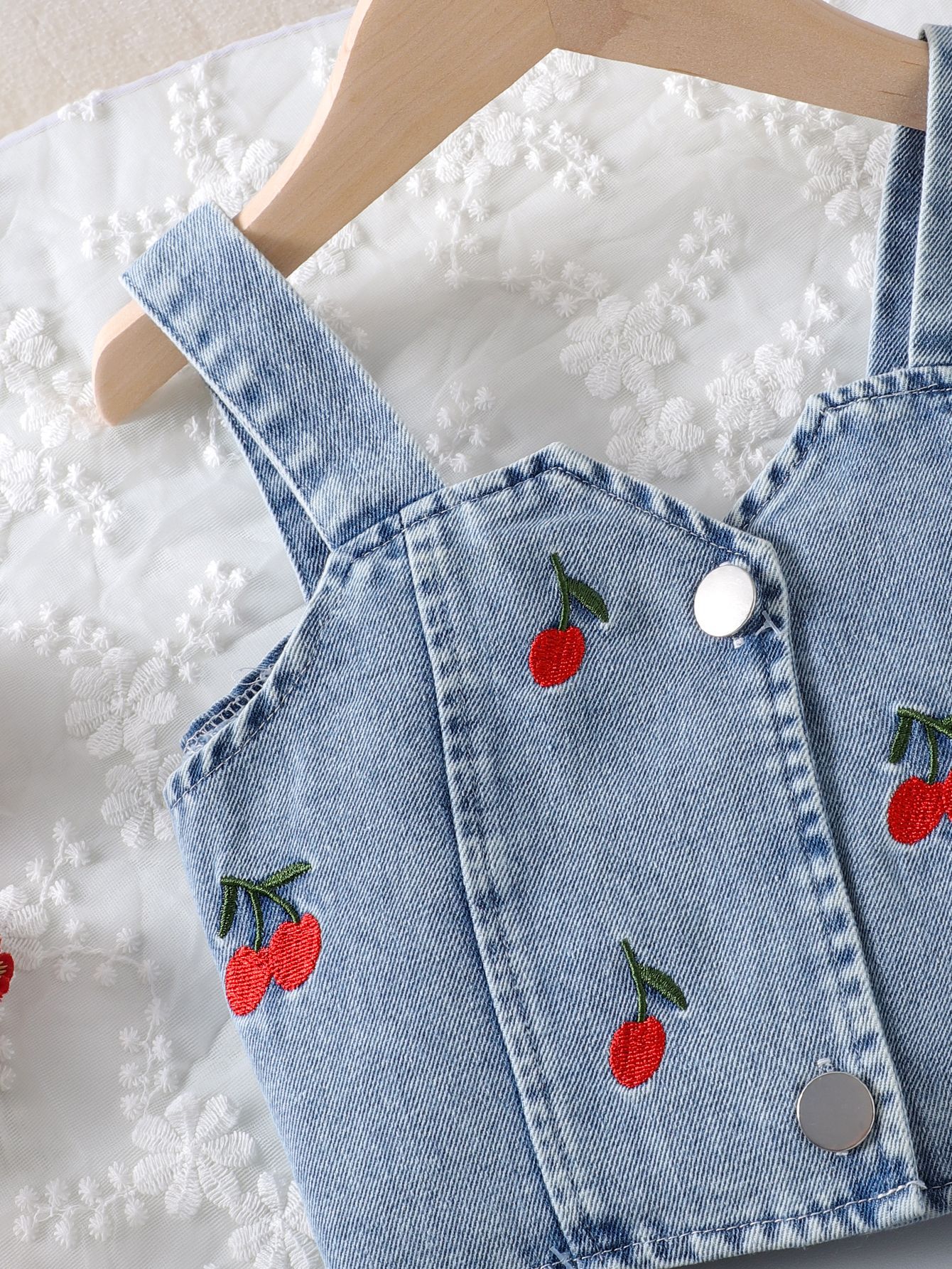 Besticktes Jeans Tanktop Und Rock Set Für Mädchen_voghion.com