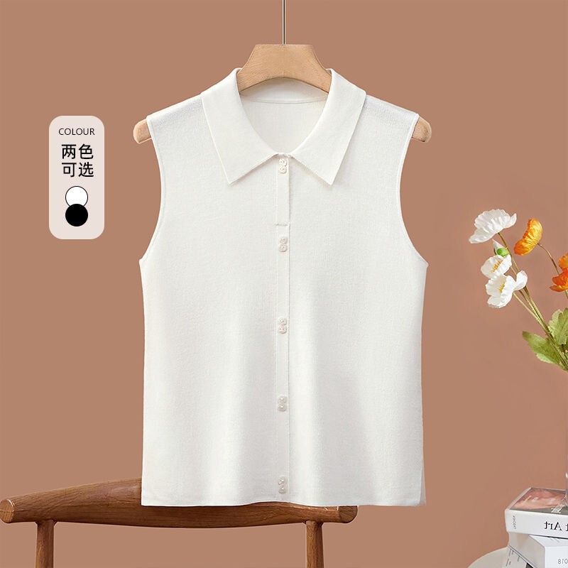 【Source Factory Layering Companion】Fashionable and Versatile New Sleeveless Knitted Collar Inner Vest for Women
