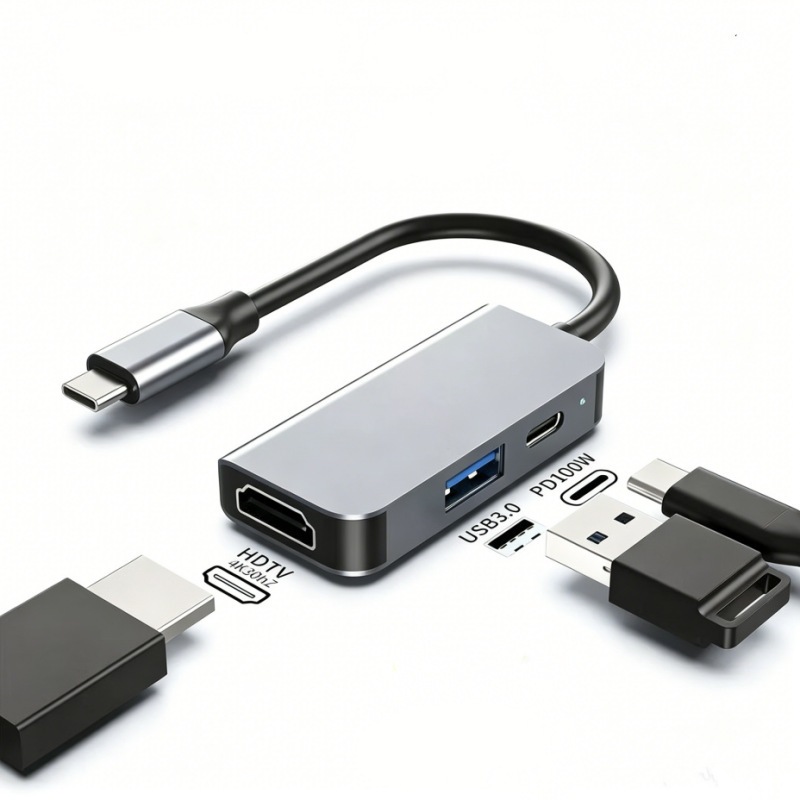 Typec Expansion USB Splitter Multi-Interface Hdmi4K Screen Splitter Computer Converter Three-In-One Docking Station