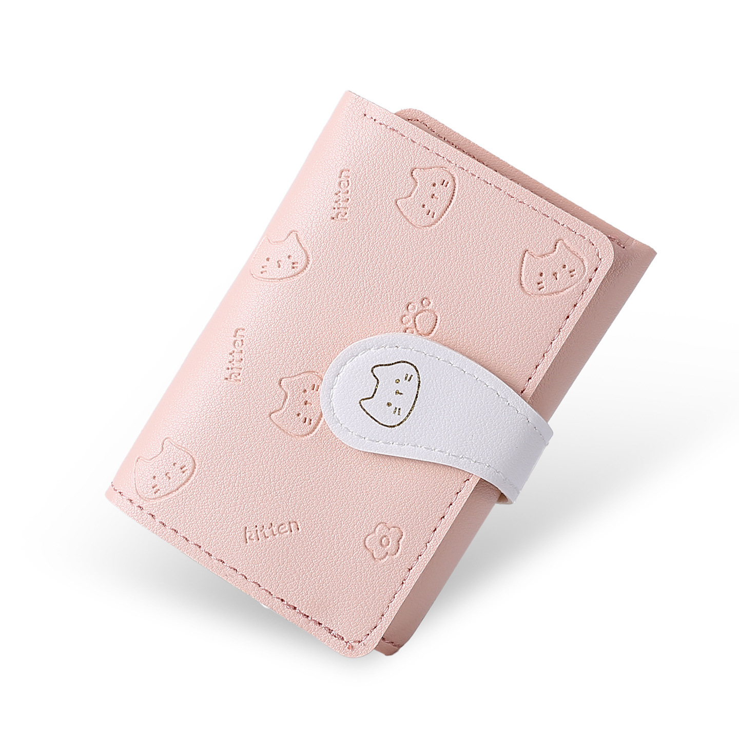 Caricatura lindo gato corto tres carteras plegables para mujeres nuevas pequeñas frescas multi-tarjeta nicho bolso de cambio bolso de tarjetas