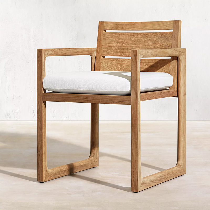 Mesas y sillas de madera maciza Patio al aire libre Mesa de comedor nórdica Sillas Villa al aire libre Hotel Combinación de muebles simples de teca vieja