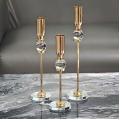 简约轻奢创意天然水晶烛台酒吧西餐厅餐桌样板间家居浪漫蜡烛摆件