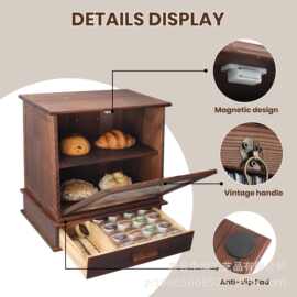 厨房台面调料箱收纳置物架厨房用品整理架分层多用途置物架面包箱