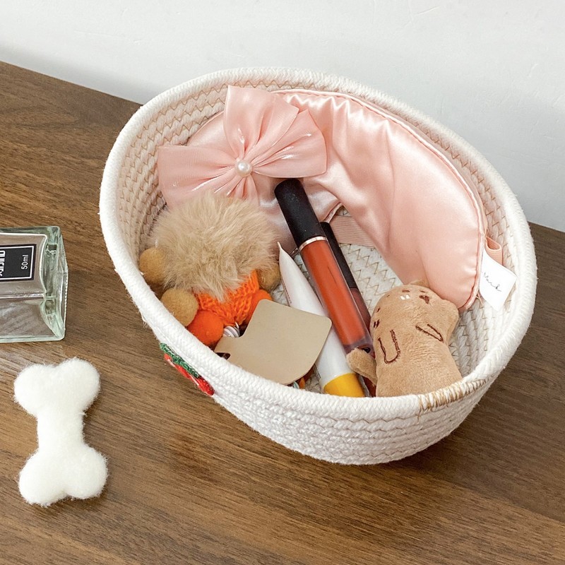 かわいいチェリー綿ロープデスクトップ雑貨収納バスケット化粧品収納子供のおもちゃ収納バスケット化粧品収納|undefined