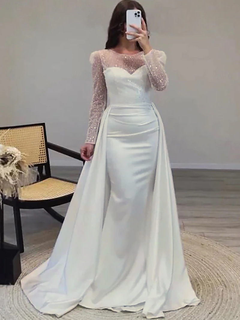 Women's Elegant Sequined Evening Gown Long Sleeved Banquet Dress American Style Fashion For Annual Meeting Host Queen Aura_ecoleips.com