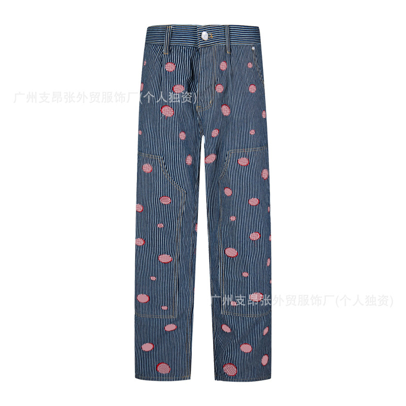 驴家高品质25新款刺绣印章条纹夹克珍珠水钻套装嘉尔外套裤子牛仔|undefined