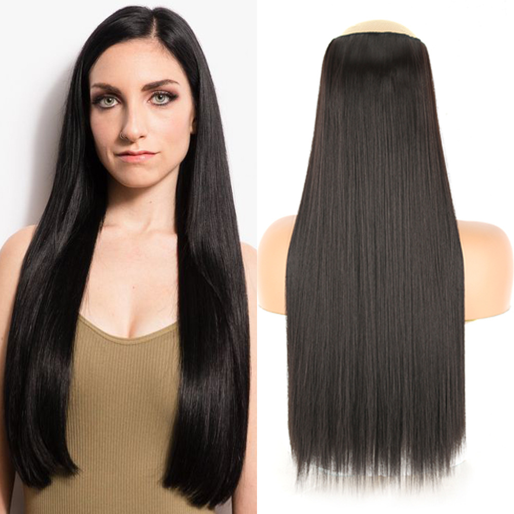 55CM pelucca de cabello recto de mujer una pieza de extensión de cabello de cinco tarjetas pelucca de cabello fluffy