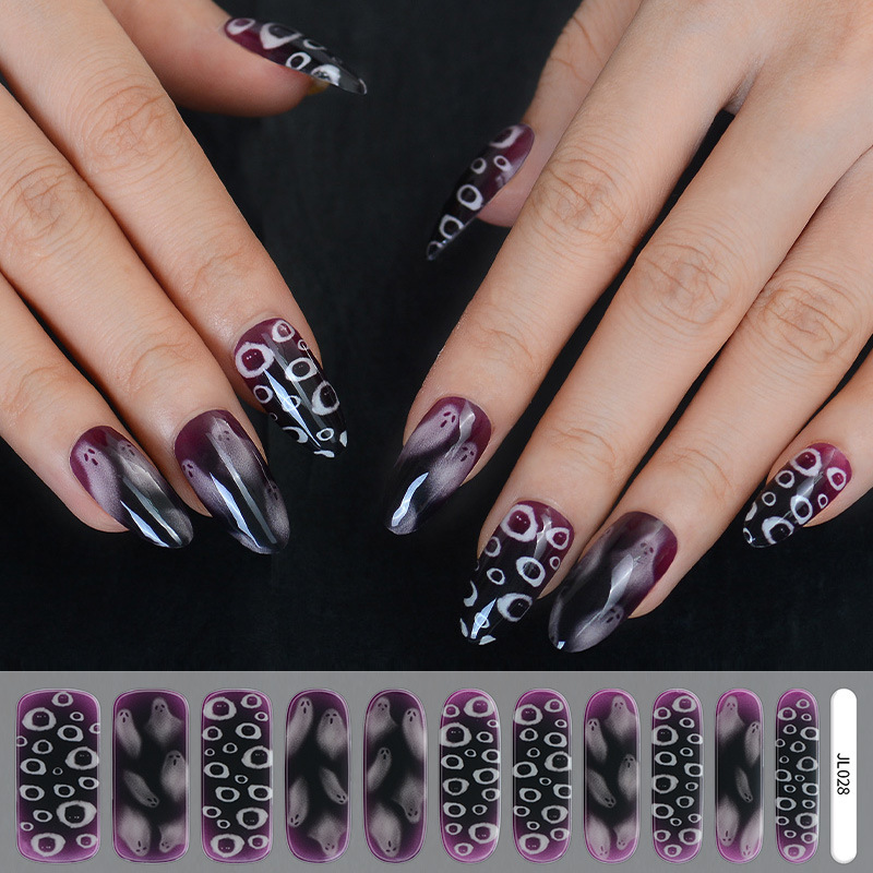 Halloween Nail Stickers Simple European and American Export Sweet Cool Sexy Style Amazon Ghost Semi-Cured Gel Nail Stickers