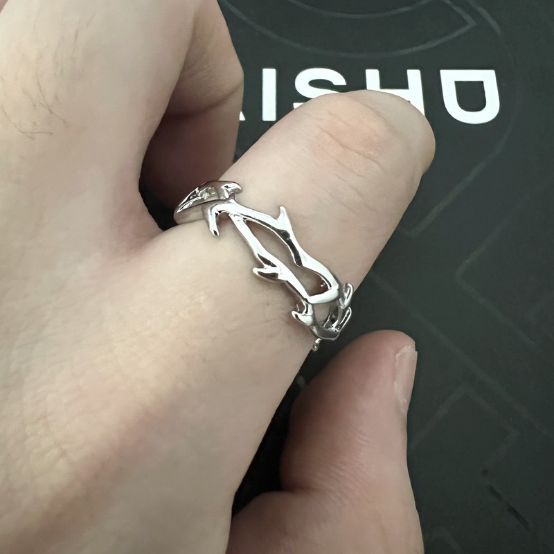 Silver Retro Thorn Open Ring For Men Trendy Hip Hop Style Jewelry_voghion.com