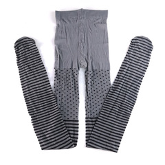 春秋季款圓點橫條紋提花連褲襪絲襪中厚防勾絲灰色性感顯瘦打底襪