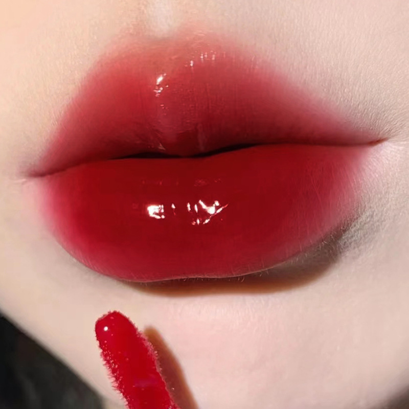 HERORANGE Noche Oscura espejo labio esmalte falso llano cara blanco hidratante fácil de color maquillaje lápiz labial