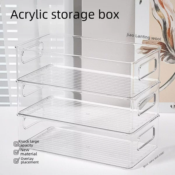 Desktop Storage box plastic acrylic storage rack cosmetics storage basket Transparent stackable box Drawer Organizing