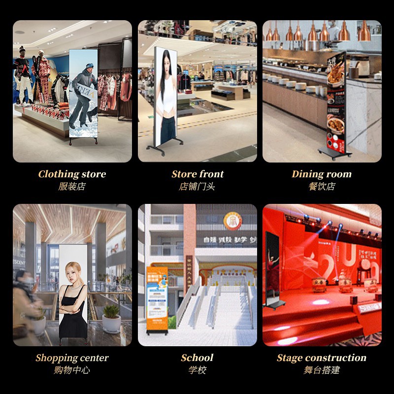 Poster led display al aire libre pantalla de póster LED plegable vertical móvil máquina de publicidad LED