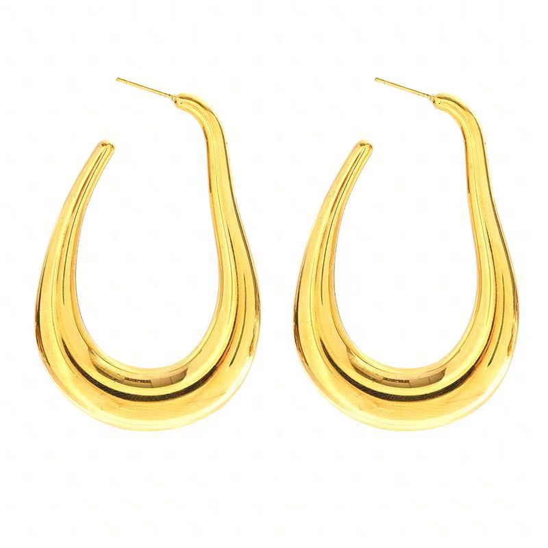 Solid Color Pattern Women's Gender 1 Pair Simple Style Solid Color Plating Stainless Steel 24k Gold Plated Earrings