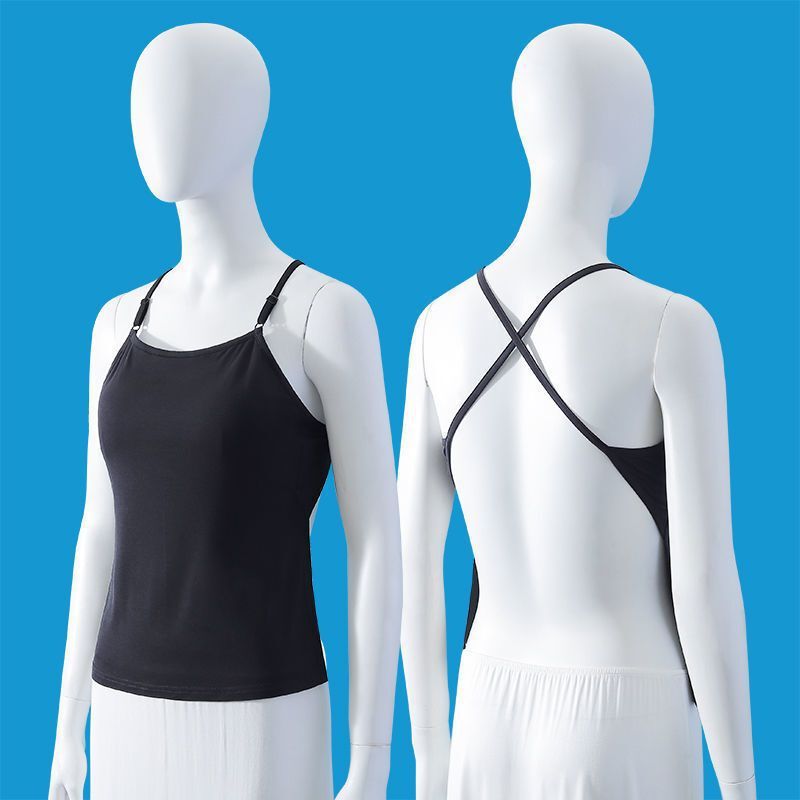 Women's Slim-Fit Tank Top with Chest Pads, Backless Design for Hot Summer Days, Simple Solid Color Versatile Camisole Women's Slim-Fit Tank Top with Chest Pads, Backless Design for Hot Summer Days, Simple Solid Color Versatile Camisole