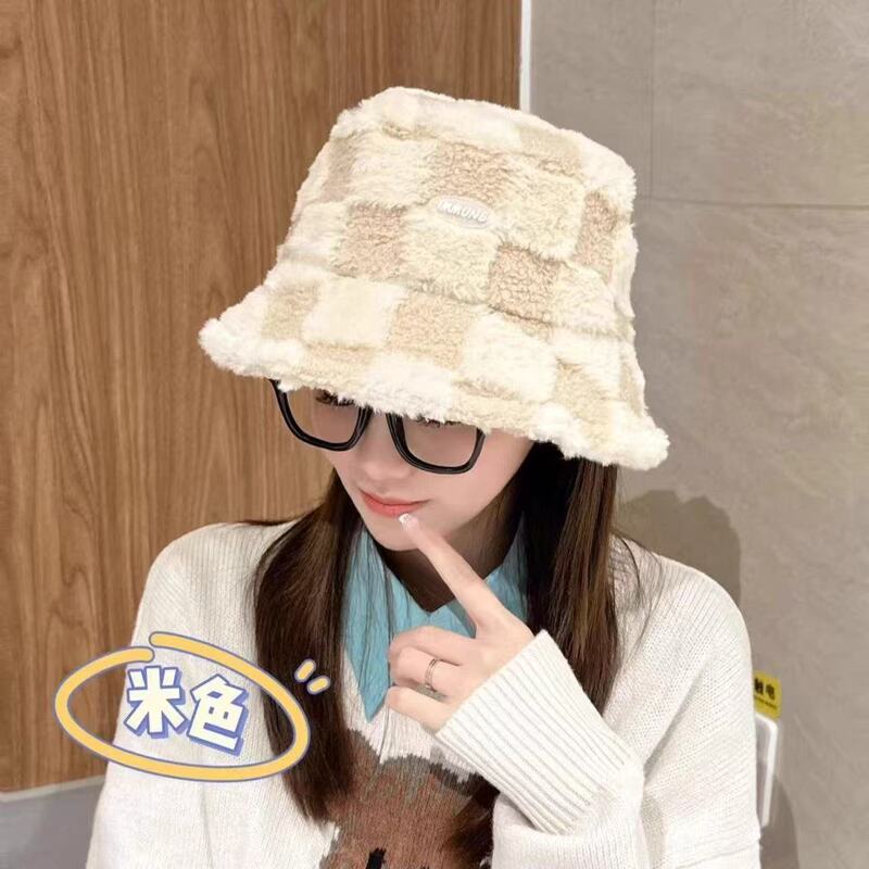 新款大头围水桶帽日系显脸小帽子黑色针织毛绒渔夫帽女跨境秋冬季|undefined