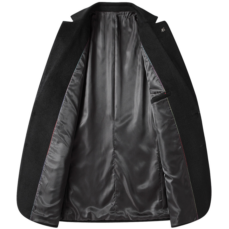 Traje de lana nuevo 2025 para hombre, abrigo de lana para otoño e invierno, blazer de lana suave, abrigo corto