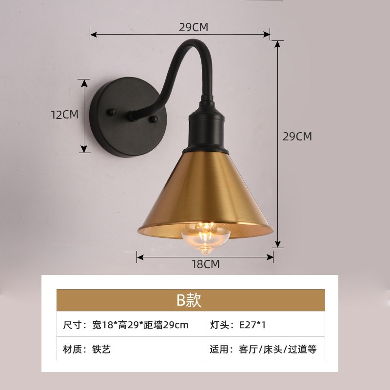 American loft estilo Industrial lámpara de pared de noche Villa patio al aire libre lámpara de pared restaurante bar lámparas de iluminación decorativa