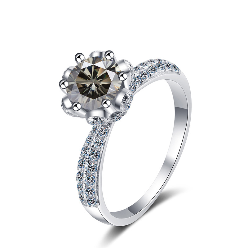 Transfronterizo para 2022 nuevo anillo de plata esterlina s925 de 1 quilate para mujeres, anillo de piedra de moissanita, ventas calientes