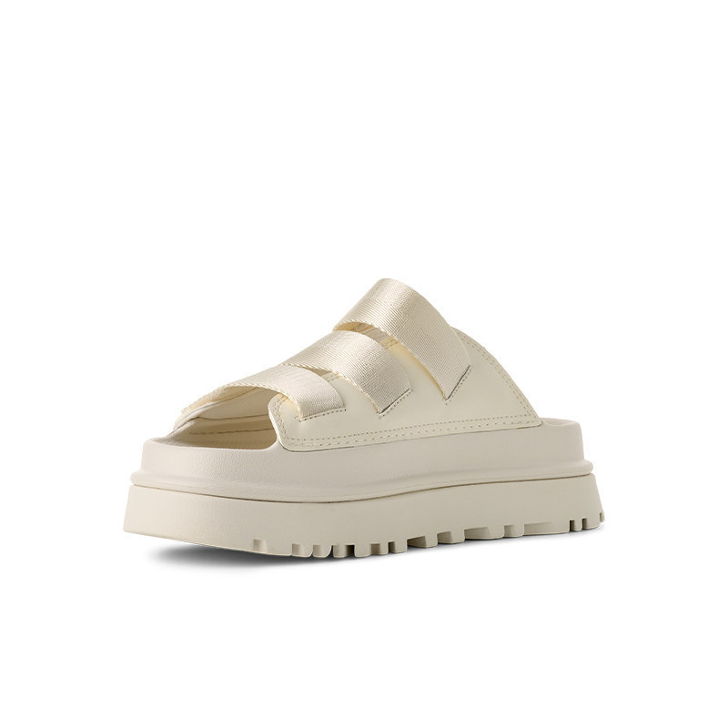 2026 New Summer Style Women's Dazzling Gold Series Thick-Soled Velcro Casual Slippers for Beach Wear