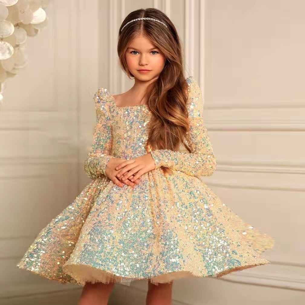 Baby Princess Dress White Mesh Evening Gown With Puffy Skirt For Flower Girl Girls' Elegant Clothing (0-3Y)【Pre-sale | Ships In 15 Days】_voghion.com