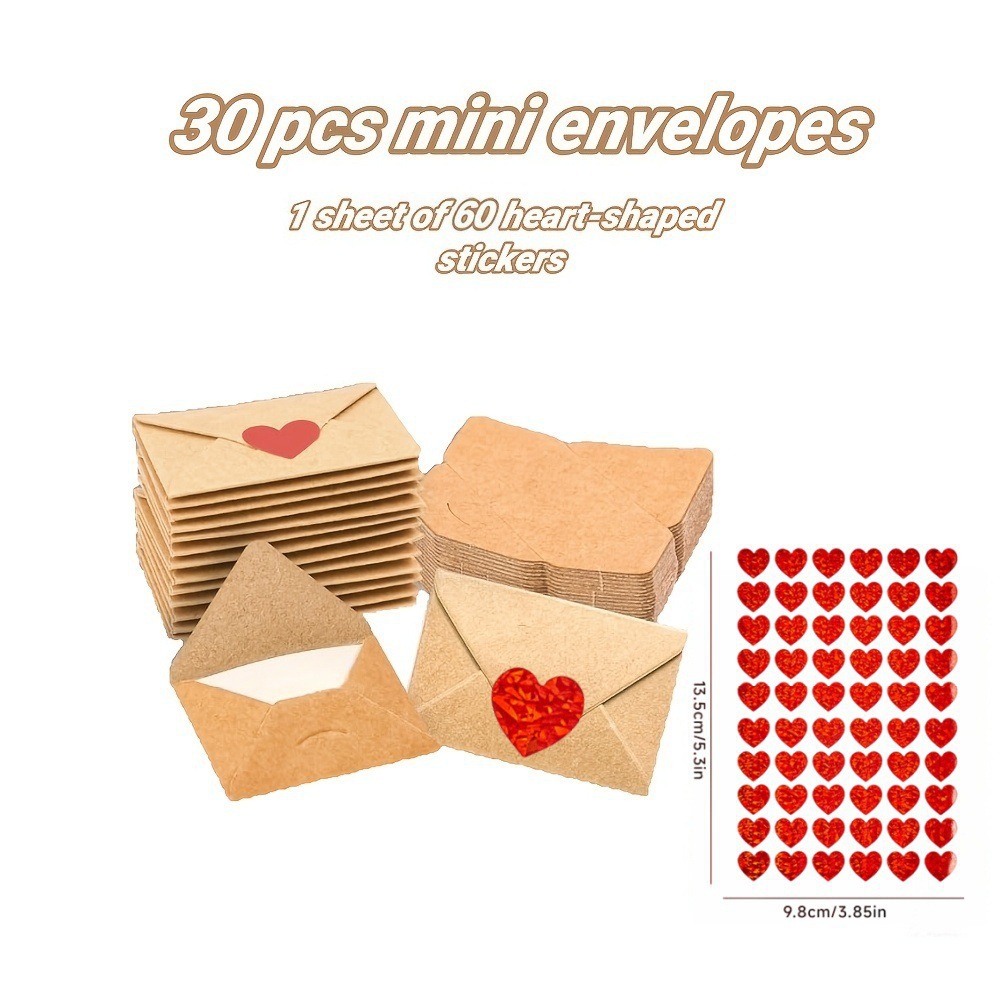 Pegatinas de corazones en mini sobres, las más vendidas de Amazon para tarjetas de San Valentín, una pequeña nota de amor para él o ella._voghion.com
