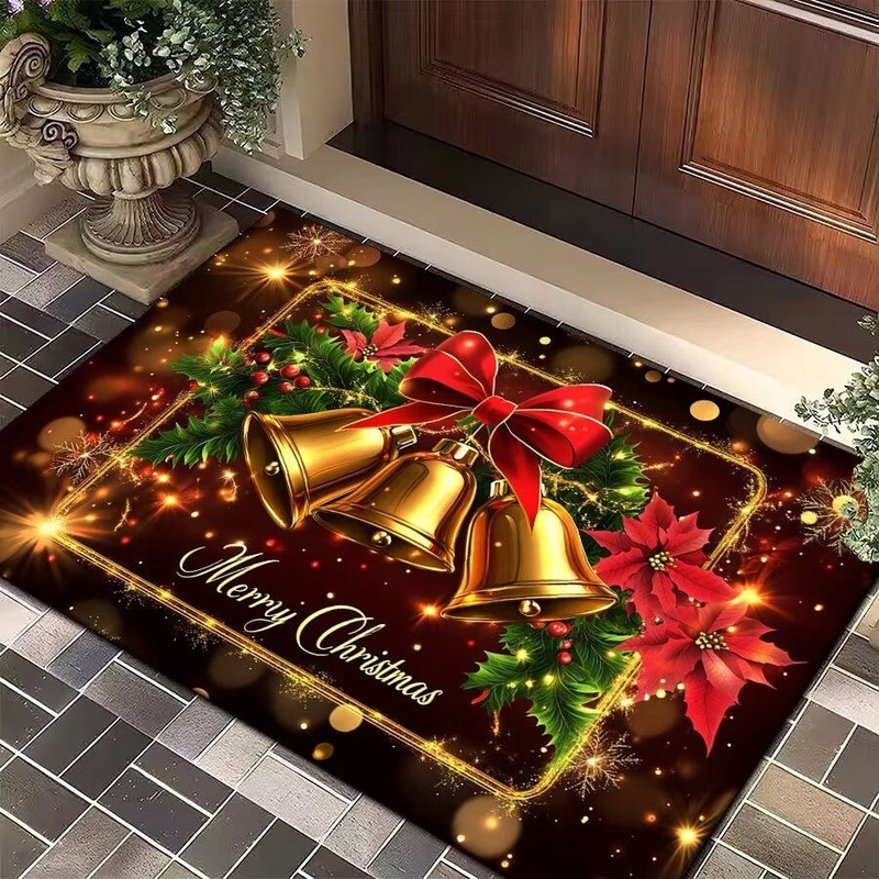 新しいクロスボーダークリスマスカーペット玄関マット室内装飾リビングルームサンタクロースフロアマット赤い玄関マット|undefined