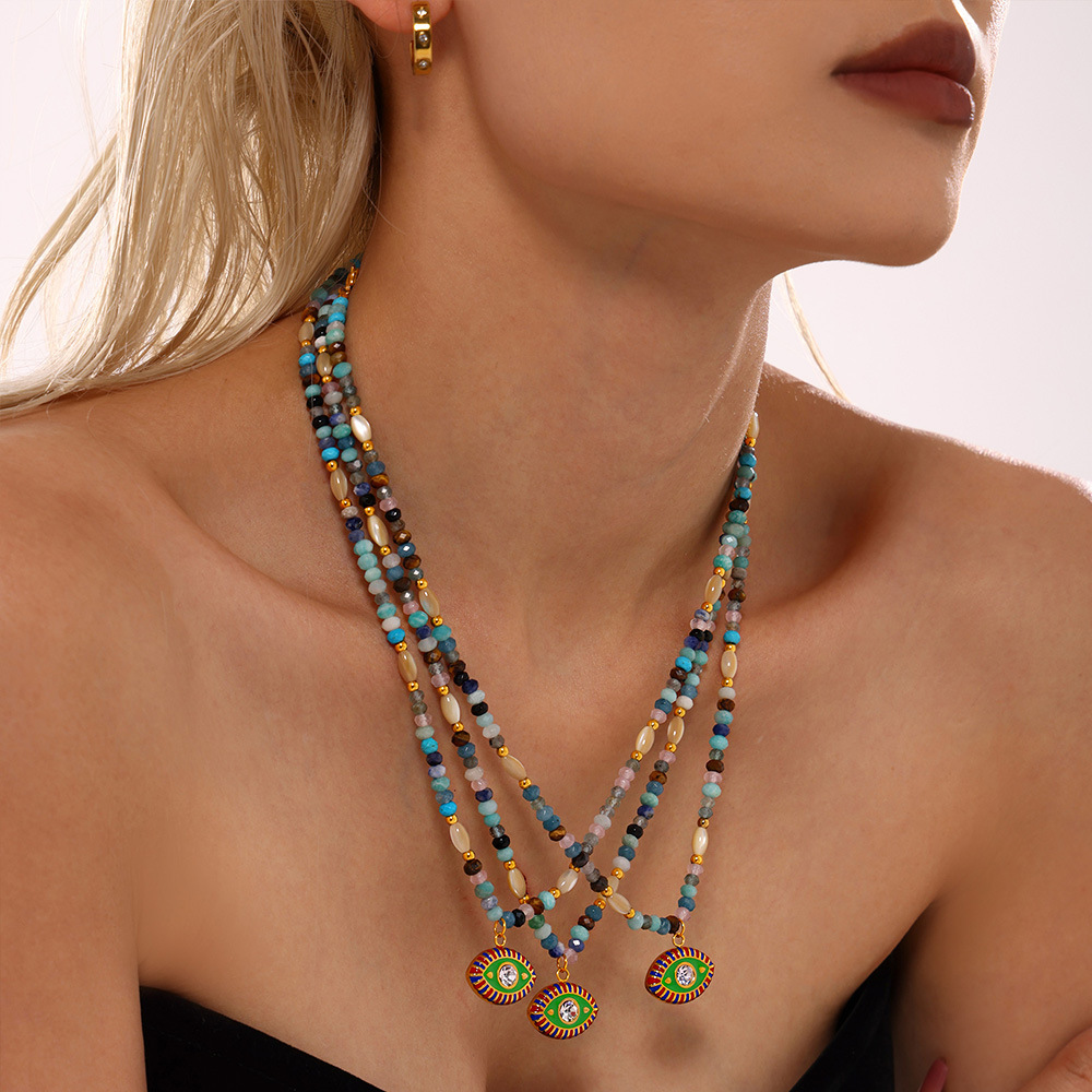 Creative organic ethnic necklace from pearl stainless steel