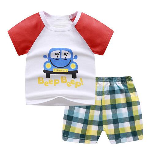 2025 Children's Short-Sleeve T-Shirt Summer Baby Boys and Girls Set of T-Shirts and Shorts Home