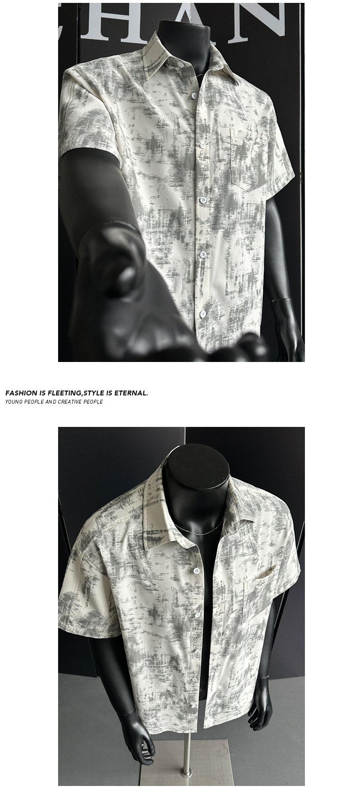 Oversized Kurzarmhemd Im Hong Kong Stil Mit Druck Für Den Sommer_voghion.com