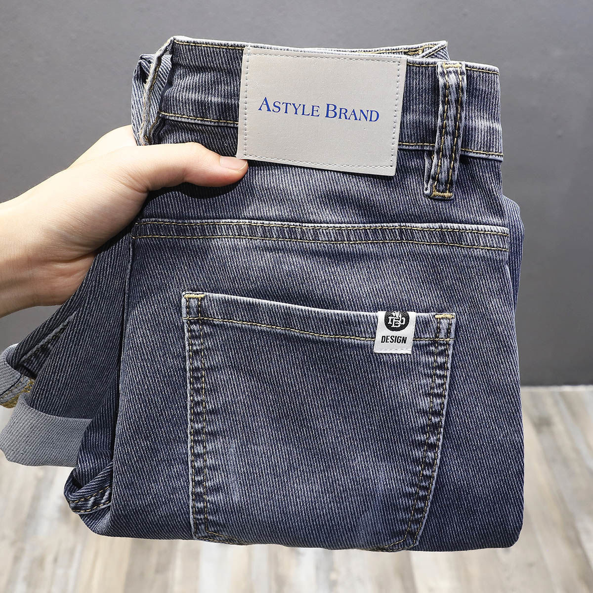 Pantalones vaqueros azules y grises de primavera y otoño para hombre, versión coreana, corte entallado, pierna pequeña, marca de alta gama, de moda, de tela cómoda._voghion.com