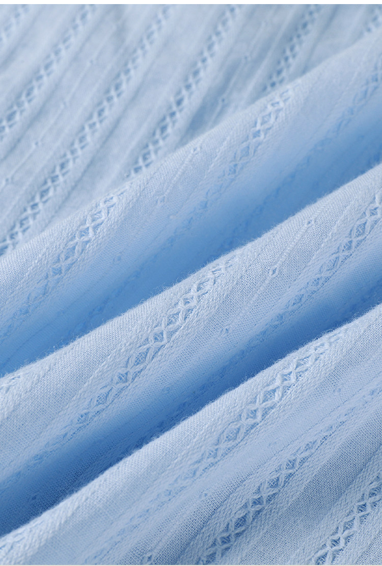 Áo sơ mi polo nữ tay ngắn cổ bẻ chất liệu cotton phối màu trơn thanh lịch — xanh lam chi tiết 6