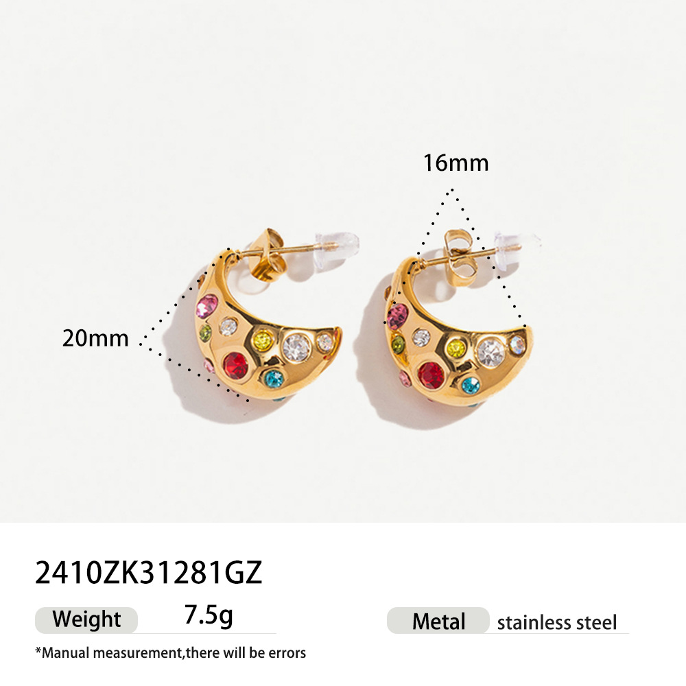 Taina europa y americana pendientes de acero inoxidable lujoso ligero de alta calidad personalidad moda color zircon pendientes de acero titanio no se desvanecen mujeres