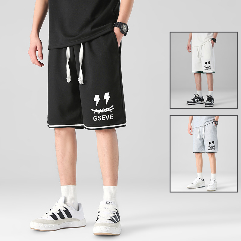 Al por mayor transfronterizo deportivo de ocio de verano de mangas cortas pantalones elásticos de cinco puntos de hombre de punto sueltos pantalones rectos image 4