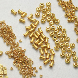 Strong Color Retention Ancient Sand Gold Pumpkin Beads Frosted Round Beads Triangular Bamboo Separated Beads Braided Rope Beads diy Accessories Material