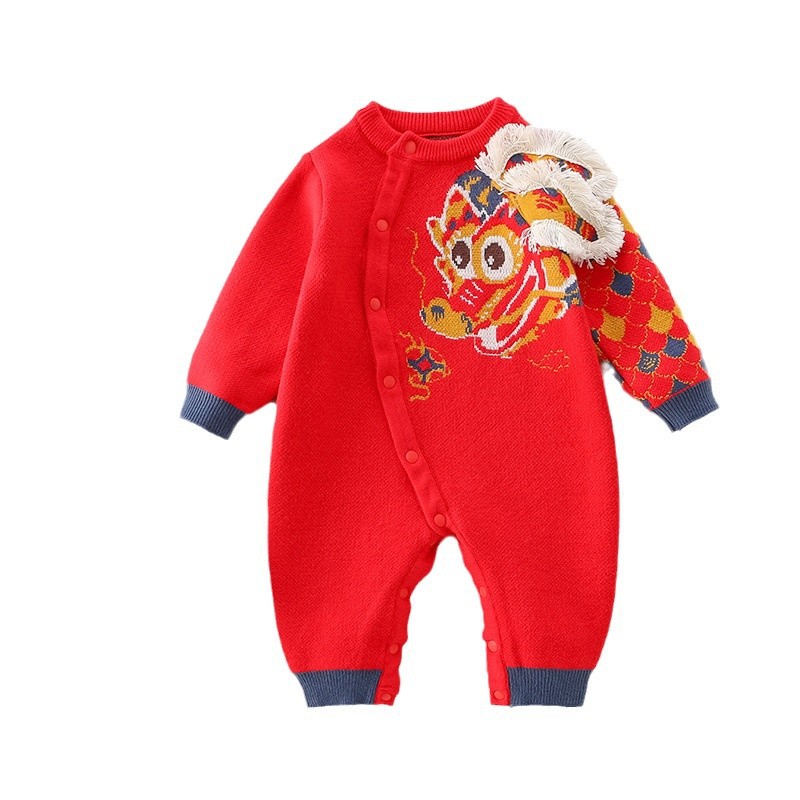 06  설날 이브 옷 용 년 축제 옷 남자 보물 주 년 옷 점프 수트 가을과 겨울 작은 달 나이 새해 옷