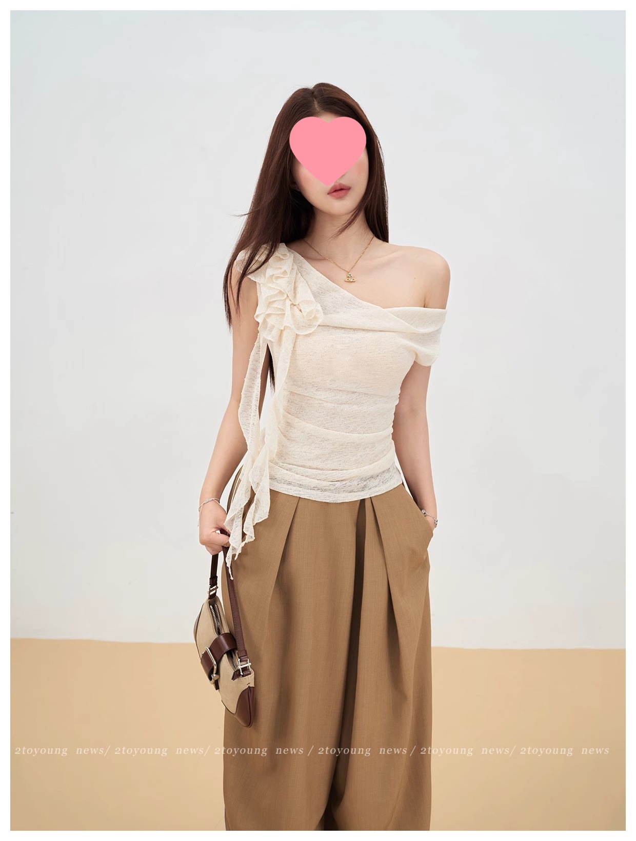 Asymmetric Ruffled Slim Tank Top