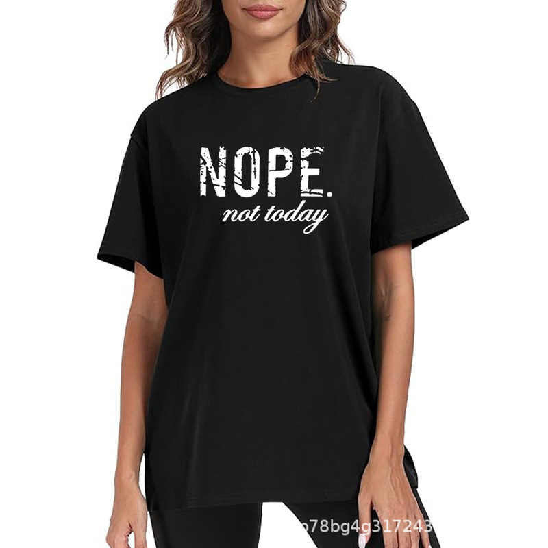 レディース Tシャツ ヨーロッパとアメリカのアマゾン独立ステーション nope not today レター半袖トップ Tシャツ|undefined