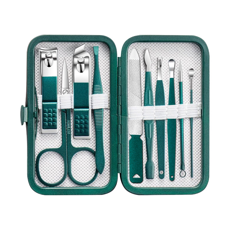 All series of stainless steel upgraded dark green 10-piece set [three times sharpened, durable for ten years]