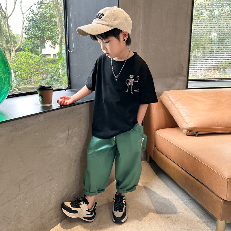 Boy's Summer Cartoon Printed Short-sleeved Two-piece Set For Kids_voghion.com